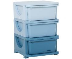 Cassettiera in Plastica Colorata per Cameretta con 3 Cassetti 37x37x56.5cm Blu - Homcom
