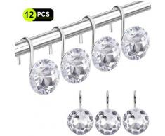 12PCS Anelli per ganci per tende da doccia per bagno, ganci per tende da doccia in resina