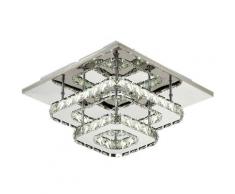 Stoex - Plafoniera Moderna Quadrata 30CM 36W Led Lampadario a Soffitto in Cristallo Lampadario a