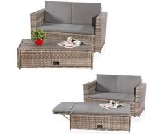 Mucola - NUOVO Lounge Mobili da giardino Divano Panca Tavolo pieghevole Rattan Posti a sedere grigio