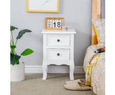 Wyctin - ® Un set di due,35 * 30 * 50 cm,Comodino bianco a due cassetti in stile europeo