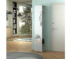 Appendiabiti colonna specchio ingresso 2 ganci 2 ripiani legno