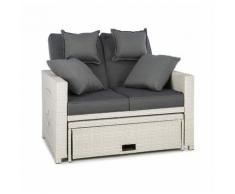 Komfortzone Divano Lounge in Rattan Sintetico Due Posti Tavolo Pieghevole - Blumfeldt