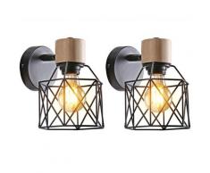 Wottes - 2 pcs lampada parete creativo moderno applique parete ferro battuto illuminazione E27