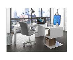 Scrivania ad angolo per ufficio e studio con scaffale, Made in Italy, Tavolo da computer, Scrittoio
