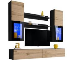 Extreme Furniture - Parete Attrezzata Sky, (LxAxP): 200 x ~195 x 41, Carcassa in Nero Opaco,