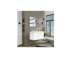 Mobile bagno moderno sospeso Splash bianco. Mobili Fores sospesi in legno, completo di specchio,