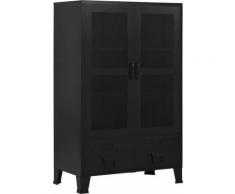 Nova - Armadio Ufficio Reticolato Industriale 75 x 40 x 120 cm in Acciaio con Ripiani Nero