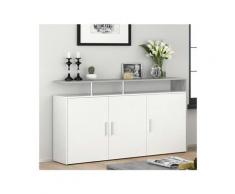 Comò credenza madia con 3 ante mobile soggiorno moderno ingresso vari colori colore: bianco e grigio
