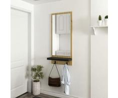 Pannello con Specchio 'Humlebæk' incl. 2 Ganci Appendiabiti e Ripiano - Rovere Artisan / Nero opaco