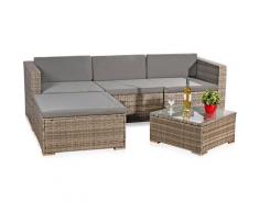 5 pezzi Set di sedute da giardino gruppo salotto salotto da giardino angolo divano tavolo in rattan