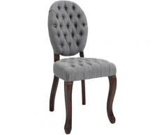 Sedia pranzo Chesterfield Temara in tessuto Grigio Antico