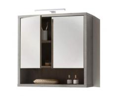 Bricozone - Mobile Pensile Con Specchio Lampada LED Da Bagno Multiuso Multifunzione Mobiletto