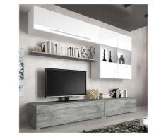 Garnero Arredamenti - Parete attrezzata soggiorno moderna sala da pranzo well salotto bianco cemento