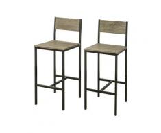 Set Sedie 2 pz in metallo da bar Sgabelli da balcone con poggiapiedi vari colori colore : Legno