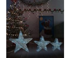 Decorazioni di Natale Stelle 3 pz Argento a LED Interni Esterni