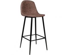 Dmora Sgabello alto da cucina in ecopelle con gambe in metallo, Sgabello con schienale per