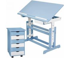 Tectake - Scrivania per bambini e cassettiera a rotelle - blu