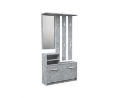 VITTORIA - Mobile da ingresso moderno con 6 ganci + specchio + scarpiera 180x85x24 - Guardaroba