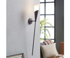 Lindby - Applique Estelle a fiaccola, marrone ossidato - bianco opale satinato, marrone ossidato