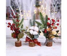 Ilovemilan - 3 set di mini alberi di Natale artificiali da 26 cm con decorazioni per la casa, la