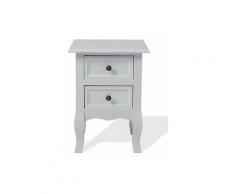 Mobili Rebecca - Rebecca Mobili Comodino 2 Cassetti Bianco Lucido Legno Stile Barocco 50x36x32