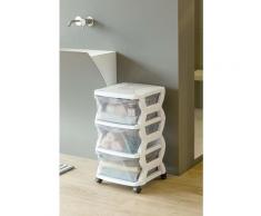 Bama - Cassettiera Insieme Con Ruote 3 Cassetti Bianco 36x40x62cm Design Giovane