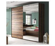 Garneroarredamenti - Armadio moderno lisbona Gihome ® 200 cm rovere scuro specchio scorrevole camera