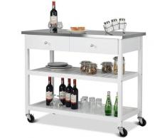 Carrello con ruote carrello da cucina a 2 stadi in acciaio inox - Wyctin