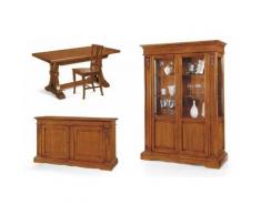 sala da pranzo completa credenza contromobile tavolo sedie arte povera classica 2D - Mobili 2g