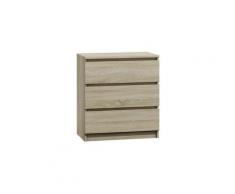 ASTER T3 - Cassettiera per camera / ufficio / soggiorno 70x40x77 3 cassetti - Mobile contenitore