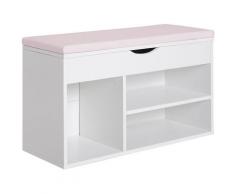 Scarpiera Panca con Sedile Imbottito Ribaltabile da Ingresso Legno 80x30x47cm Bianco - Homcom