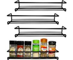 Portaspezie da parete nero (set di 4) - Per pareti della cucina e armadi a un livello - Portaspezie