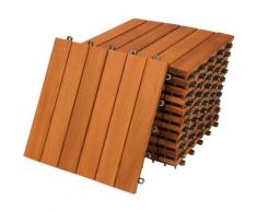 Piastrelle in legno di acacia 11pz Certificato FSC Mattonelle 1m² sistema ad incastro 30x30cm