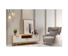 Concept-usine - Mobile TV scandinavo rosa-oro FYN - Bianco/Legno