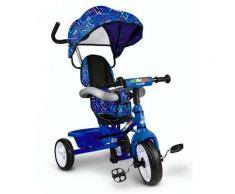 Giordanoshop - Triciclo Passeggino Con Seggiolino Reversibile Per Bambini Blu