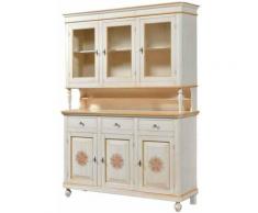 Mobili 2g - Credenza 3 ante napoletana arte povera in legno massello, cristalliera, mobile LACCATO