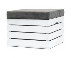 Grandbox - Panca contenitore in Legno 37x40x50 Sgabello con coperchio, imbottito, Cassapanca con