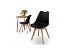 Set 2 pz sedie design scandinavo da cucina sala da pranzo schienale ergonomico colore : nero