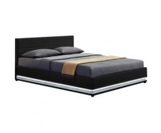 Concept-usine - NEW YORK: Struttura letto in similpelle nera con contenitore e LED 140x190 cm - Nero