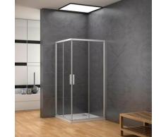 185 cm Box Doccia Angoalre Porte Scorrevoli Vetro Temperato 5 mm Trasparente Telaio in Alluminio