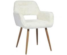 Sedia Poltrona Sala Pranzo Salotto Cucina Tessuto Peluche Design Moderno Bianco