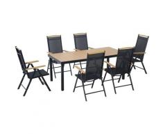 Set 7Pz Tavolo con Sedie da Giardino Pieghevoli e Regolabili in Texteline, Nero - Outsunny
