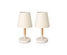 Nova - Lampade da Comodino Scrivania in Legno Massello Set 2 pz vari colori colore : beige