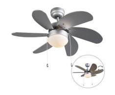 QAZQA + Ventilatori da soffitto fresh - Moderno - Vetro,Legno,Acciaio - Legno/Grigio - Tondo Max. 1