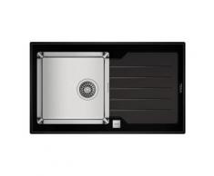 Lavandino Lux Inox vassoio di vetro 86x51cm Nero 1 - Essebagno