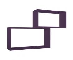 Set 2 mensole cubo rettangolare da parete scaffale moderno Bislungo | Viola