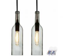 Set di 2 lampade a sospensione LED RGB luci bottiglie di vetro telecomando dimmer plafoniere