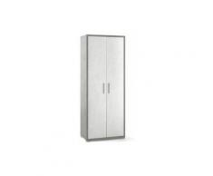 Armadio mobile multiuso Sarmog con 4 ripiani. Armadi ufficio cemento con 2 ante bianco ossido,