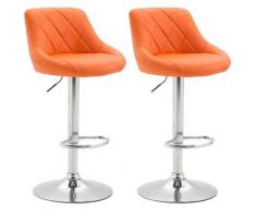 Set Sgabelli 2 pz in Ecopelle Sedie Cucina Girevoli con Poggiapiedi vari colori colore : Arancione